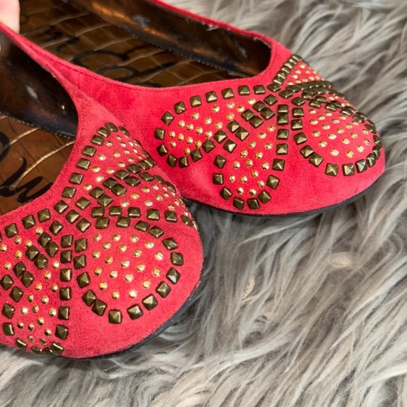 EUC Sam Edelman Charleen Red Studded Boho Flats Size 9 - Picture 5 of 8